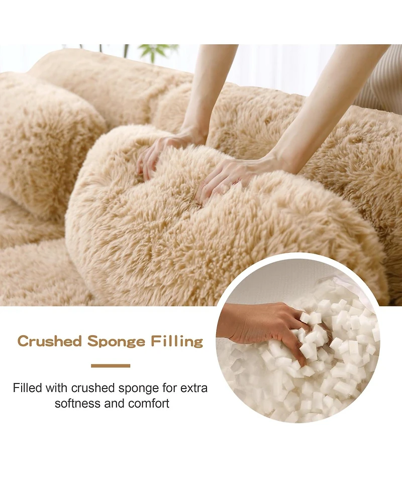 Streamdale Furniture L-shaped Boneless Sofa, Soft Fluffy Plush Fabric, Chaise, No Assembly, Ergonomic