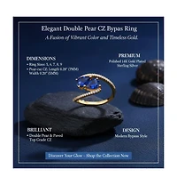 Sterling Silver 14K Gold Plated and Double Cubic Zirconia Bypass Engagement Ring