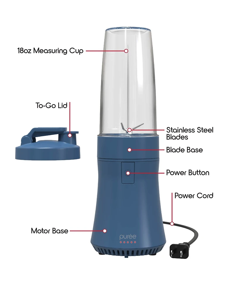 Tzumi Puree 18 oz. One-Touch Mini Blender