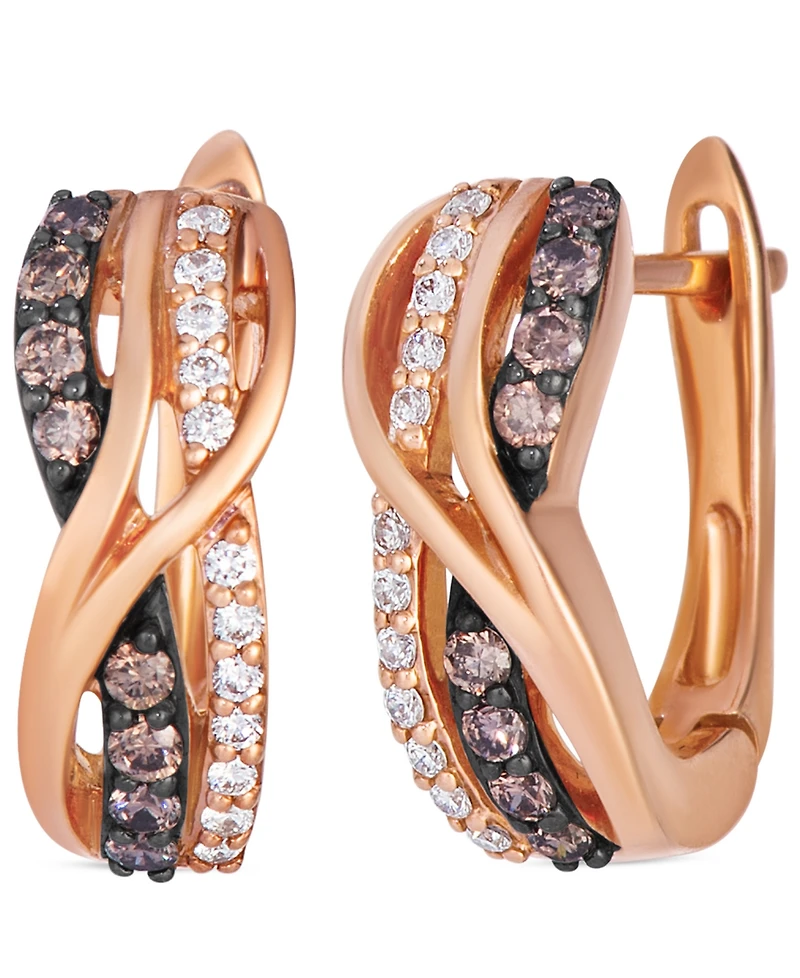 Le Vian Chocolate Diamond (0.24 ct. t.w.) & Vanilla Diamond (0.13 ct. t.w.) Earrings in 14k Strawberry Gold