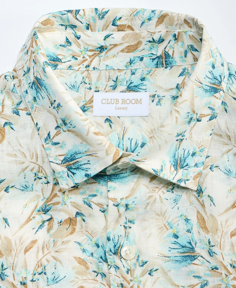 Club Room Men's Floral Linen Short-Sleeve Shirt, Macy's Exclusive - Oleo Print
