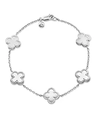 Devata Contour-lined Clover Bracelet Rhodium Plated Sterling Silver