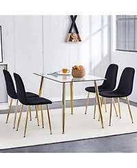 Streamdale Furniture Modern Velvet Dining Chairs with Golden Legs (Set of 6)