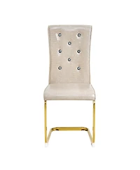 Streamdale Furniture Set of Retro Alligator Upholstered Dining Chairs with Crystal Buckle & Gold Legs