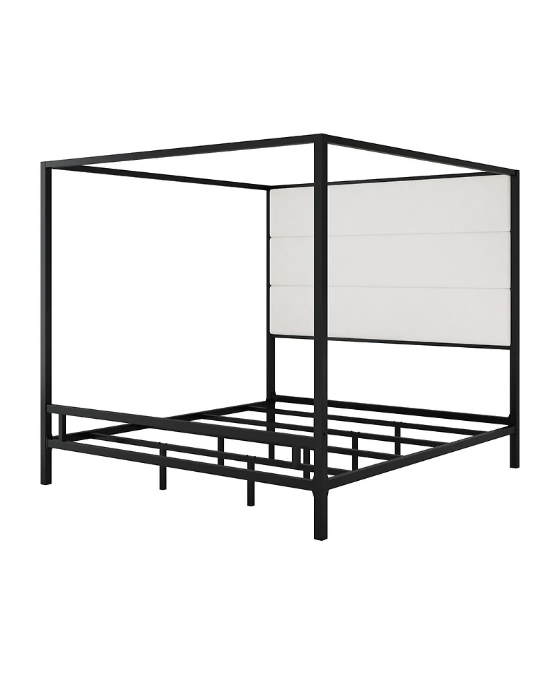 Streamdale Furniture Modern Velvet Upholstered Canopy Bed Frame