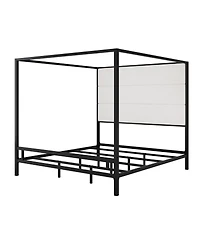 Streamdale Furniture Modern Velvet Upholstered Canopy Bed Frame