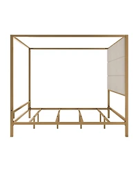 Streamdale Furniture Modern Velvet Upholstered Canopy Bed Frame