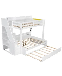Streamdale Furniture over Full Bunk Bed with Storage Stairs, Trundle, Led, Usb