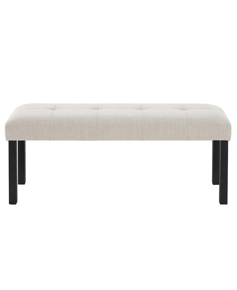 Streamdale Furniture Modern Tufted Linen Dining Bench with Black Rubber Wood Legs