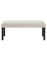 Streamdale Furniture Modern Tufted Linen Dining Bench with Black Rubber Wood Legs