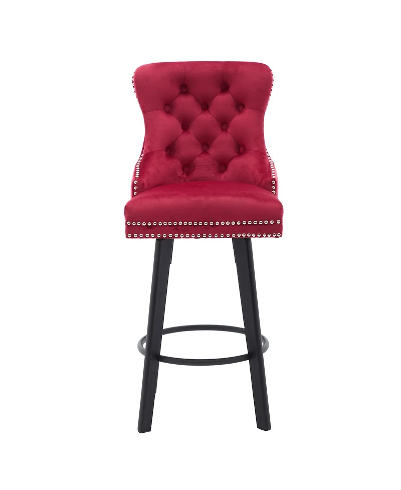 Streamdale Furniture Modern Velvet Swivel Bar Stools with Button Tufting and Rivet Trim