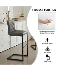 Streamdale Furniture Faux Leather Bar Stool - Padded Seat, Metal Frame - Kitchen Island Seating