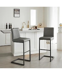 Streamdale Furniture Faux Leather Bar Stool - Padded Seat, Metal Frame - Kitchen Island Seating