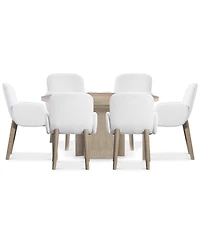 Bernhardt 7-Pc. Wood Loggia Dining Set Round Table and Arm Chairs