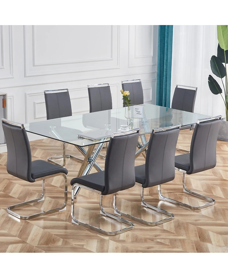Streamdale Furniture Modern Dining Chairs, Pu Faux Leather High Back Upholstered Side Chair