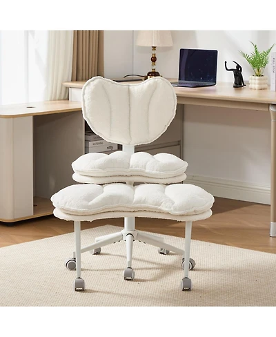 Streamdale Furniture Meditation Chair Plus, Teddy Fleece Double-Layer Padding Rolling Chair