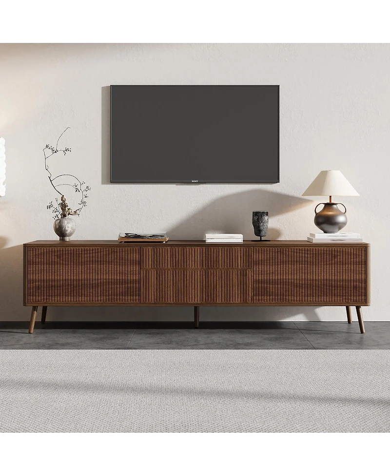 Streamdale Furniture 70" Fluted Tv Stand with Storage Drawers & Cabinets, Modern Entertainment Center