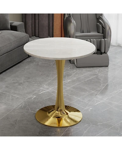 Streamdale Furniture Streamdale Gold 27.6" Mid-Century Modern Dining Table with White Marble Top