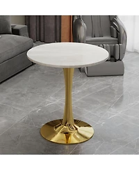 Streamdale Furniture Streamdale Gold 27.6" Mid-Century Modern Dining Table with White Marble Top