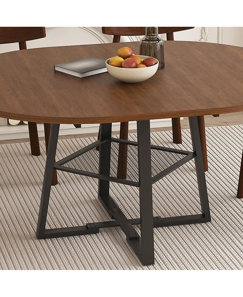 Streamdale Furniture 47" Extendable Round Dining Table Set for 4-8 with 4 Walnut Chairs