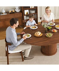 Streamdale Furniture 59" Extendable Oval Dining Table Set with 4 Walnut Chairs & 2-Tier Storage