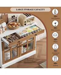 gaomon 35.4" Sideboard Buffet Cabinet with Glass Doors, Drawer and Adjustable Shelves