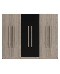 Streamdale Furniture 6-Doors Wooden Wardrobe Storage for Bedroom,with 2 Drawers Inside,Black+Nature