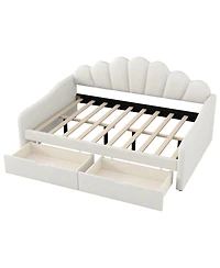 Streamdale Furniture Full Upholstery Daybed with Scalloped Backrest and 2 Drawers