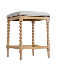 Streamdale Furniture 26" Counter Stools, Set of 2 Upholstered Seat, Solid Acacia Wood Frame