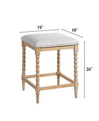 Streamdale Furniture26" Counter Stools Set of 4, Upholstered Seat, Solid Acacia Wood Frame
