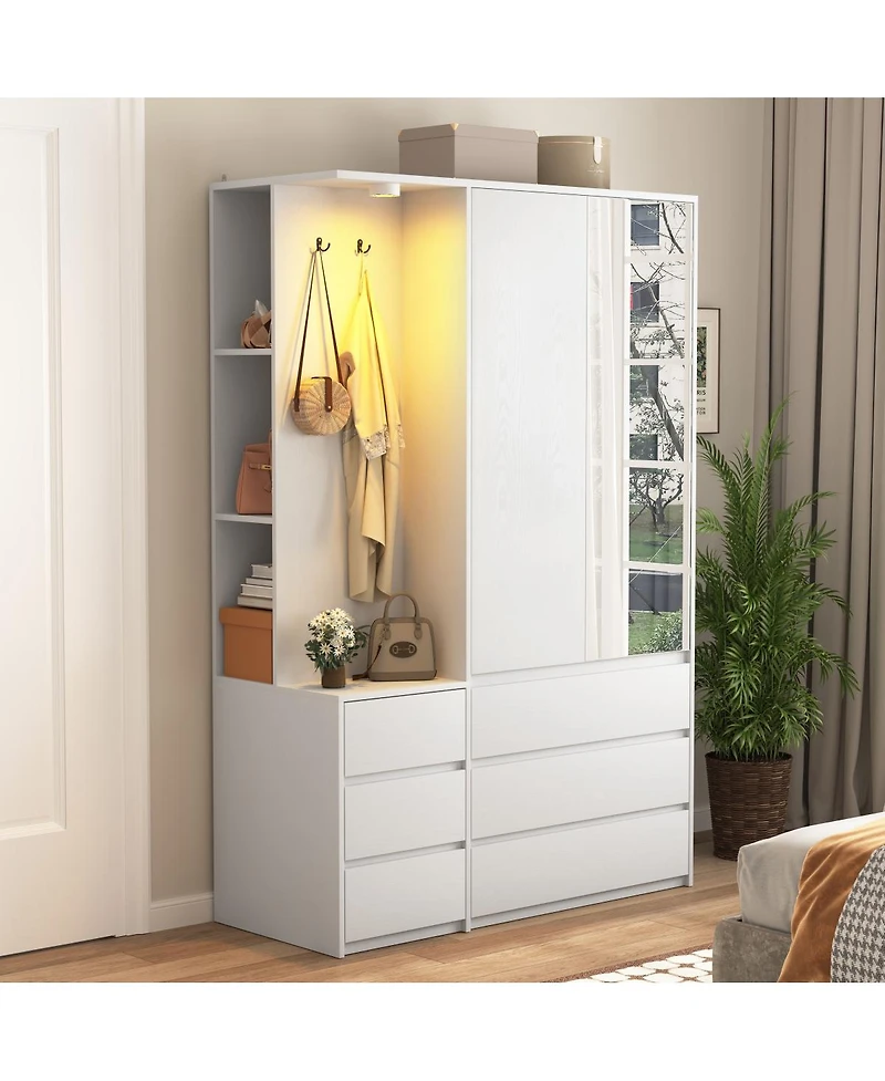 Streamdale Wardrobe Closet 71.7" H, 2 Doors 6 Drawers, White