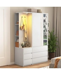 Streamdale Wardrobe Closet 71.7" H, 2 Doors 6 Drawers, White