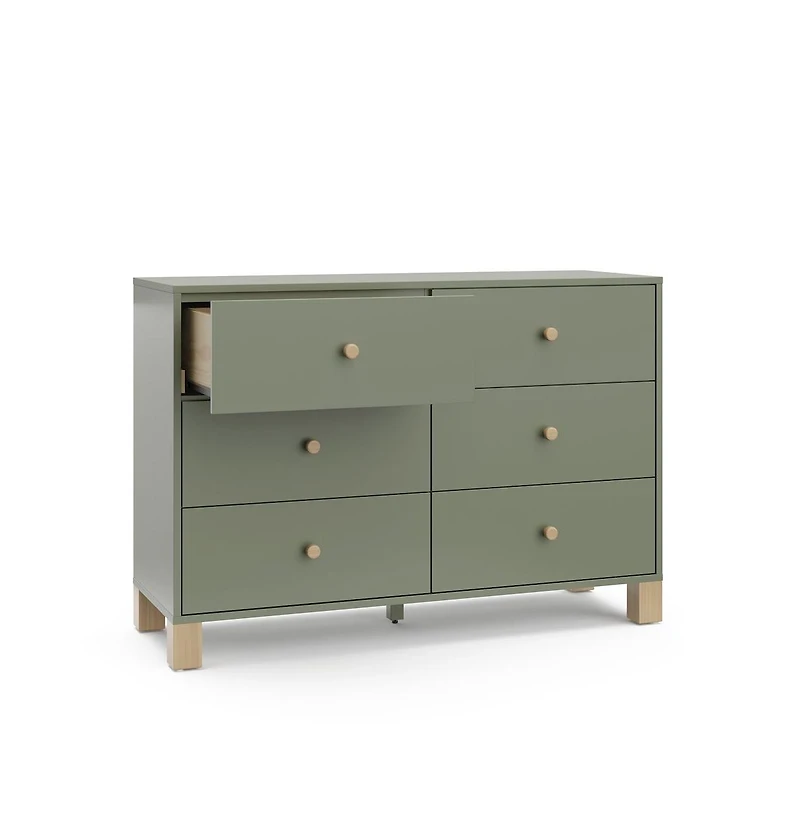 Storkcraft California 6-Drawer Double Dresser (Olive with Driftwood)