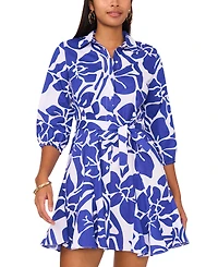 Msk Petite Collared Fit & Flare Dress