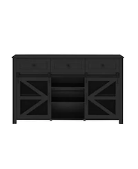 Streamdale Furniture 55" Sliding Barn Door Sideboard with 3 Drawers & Adjustable Shelves