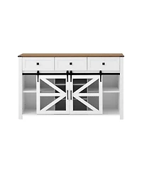 Streamdale Furniture 55" Sliding Barn Door Sideboard with 3 Drawers & Adjustable Shelves