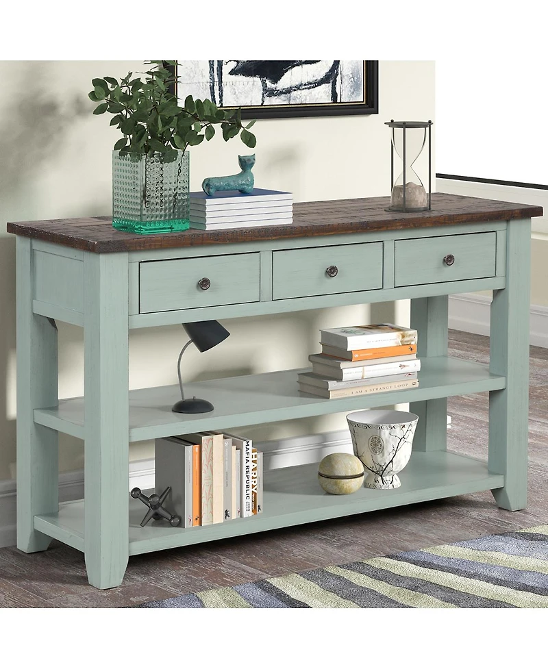 Streamdale Furniture 48" Solid Pine Wood Console Table with 3 Drawers & 2 Shelves