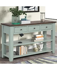 Streamdale Furniture 48" Solid Pine Wood Console Table with 3 Drawers & 2 Shelves