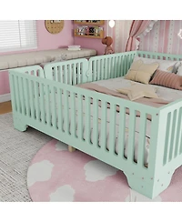 Streamdale Furniture Full Montessori Floor Bed with Fence and Door