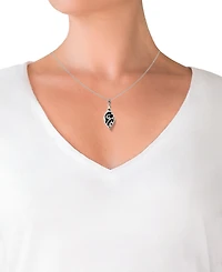 Macy's Marcasite (0.06 ct. t.w.) and Onyx (3 ct. t.w.) Teardrop Pendant Necklace in Sterling Silver