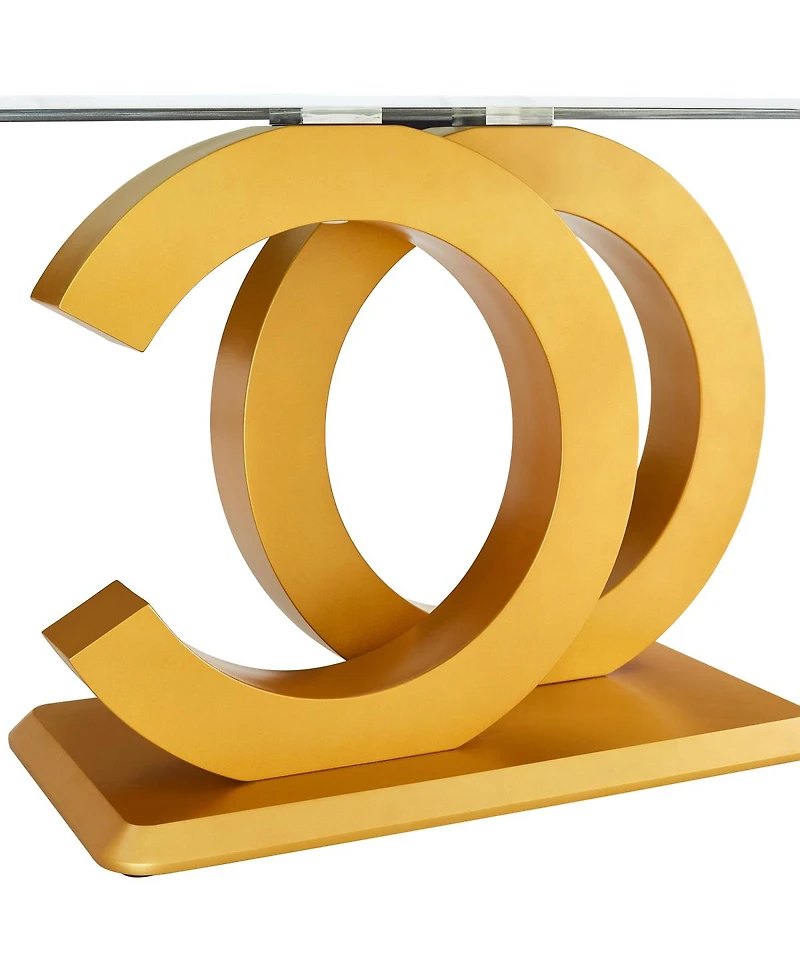 Streamdale Furniture Tempered Glass Marble Top Dining Table with Gold Oc Legs