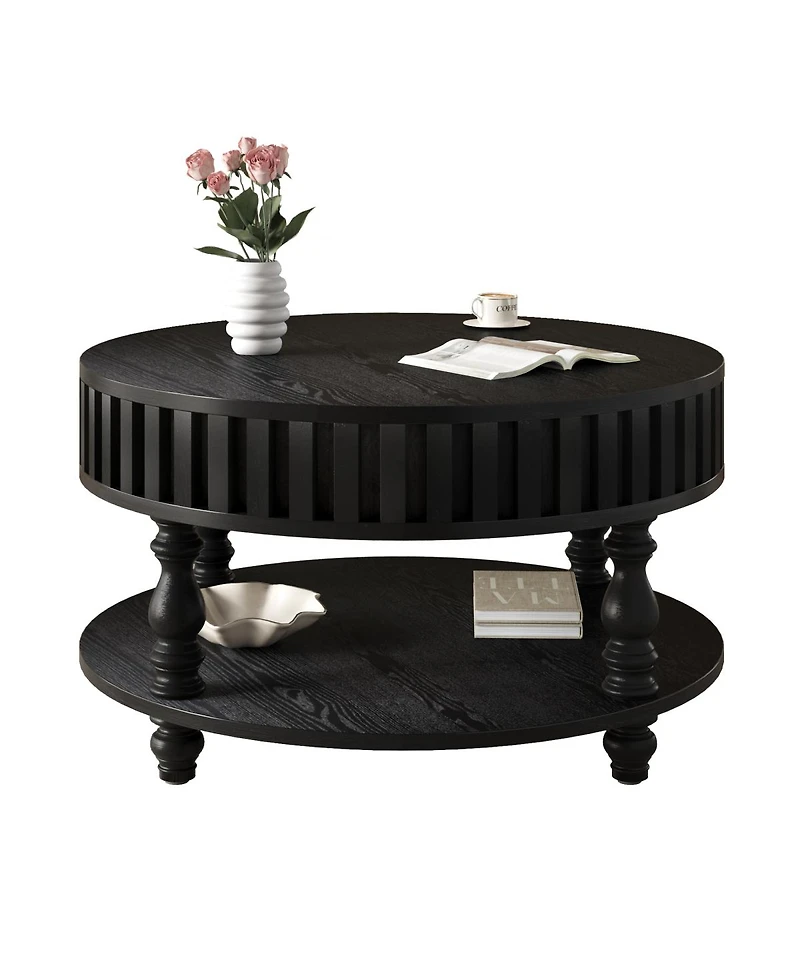 Streamdale Furniture Modern Fluted Coffee Table with Storage, Flip-Top Center Table