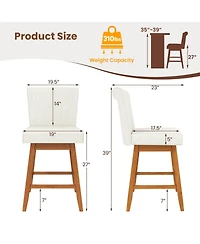 Costway 27" Swivel Bar Stools with Rubber Wood Legs Upholstered Linen Chairs