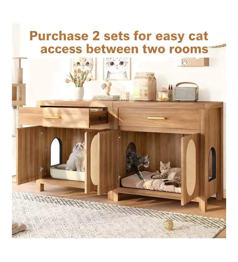 Zeus & Ruta Espresso Hidden Cat Litter Box Enclosure with Storage