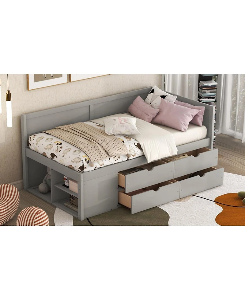 Streamdale Furniture Twin Daybed with Drawers and Shelves