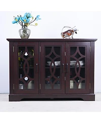 Streamdale Furniture 48.66" x 15.55" x 34.06" Sideboard with 3 Glass Doors & Adjustable Shelf