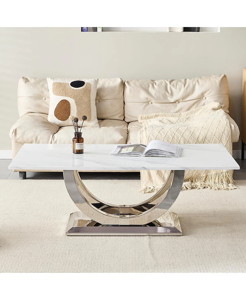 Streamdale Furniture Modern Marble Pattern Coffee Table