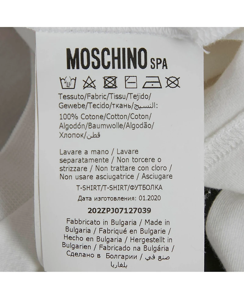 Pre-Owned Moschino Women's Couture White Logo Print Cotton Crew Neck T-Shirt