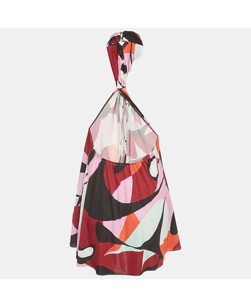 Pre-Owned Emilio Pucci Women's Multicolor Print Jersey High Neck Top