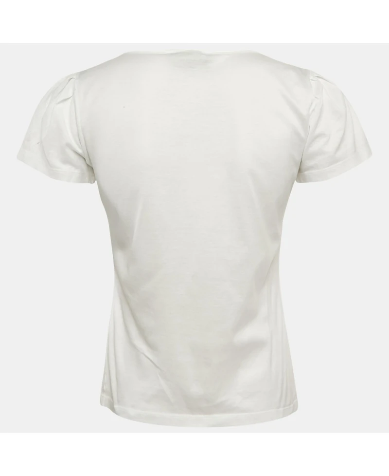 Pre-Owned Salvatore Ferragamo Women's White Sequin Embellished Jersey T-Shirt